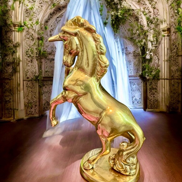 Elegant Vintage Unicorn Solid Brass Statue Art Figurine - Picture 15 of 15
